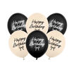 Picture of LATEX BALLOONS HAPPY BIRTHDAY BLACK & CREAM 12 INCH - 6 PACK